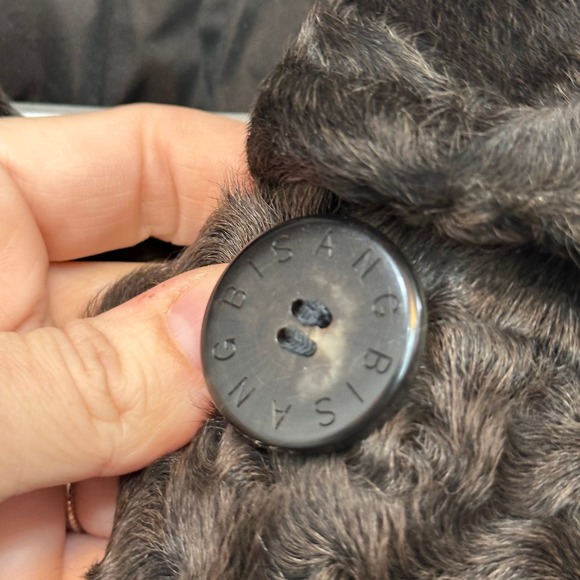 Bisang Couture Fur Mink Coat Small Black Gray Lined Outerwear Button Stripe - Picture 6 of 10